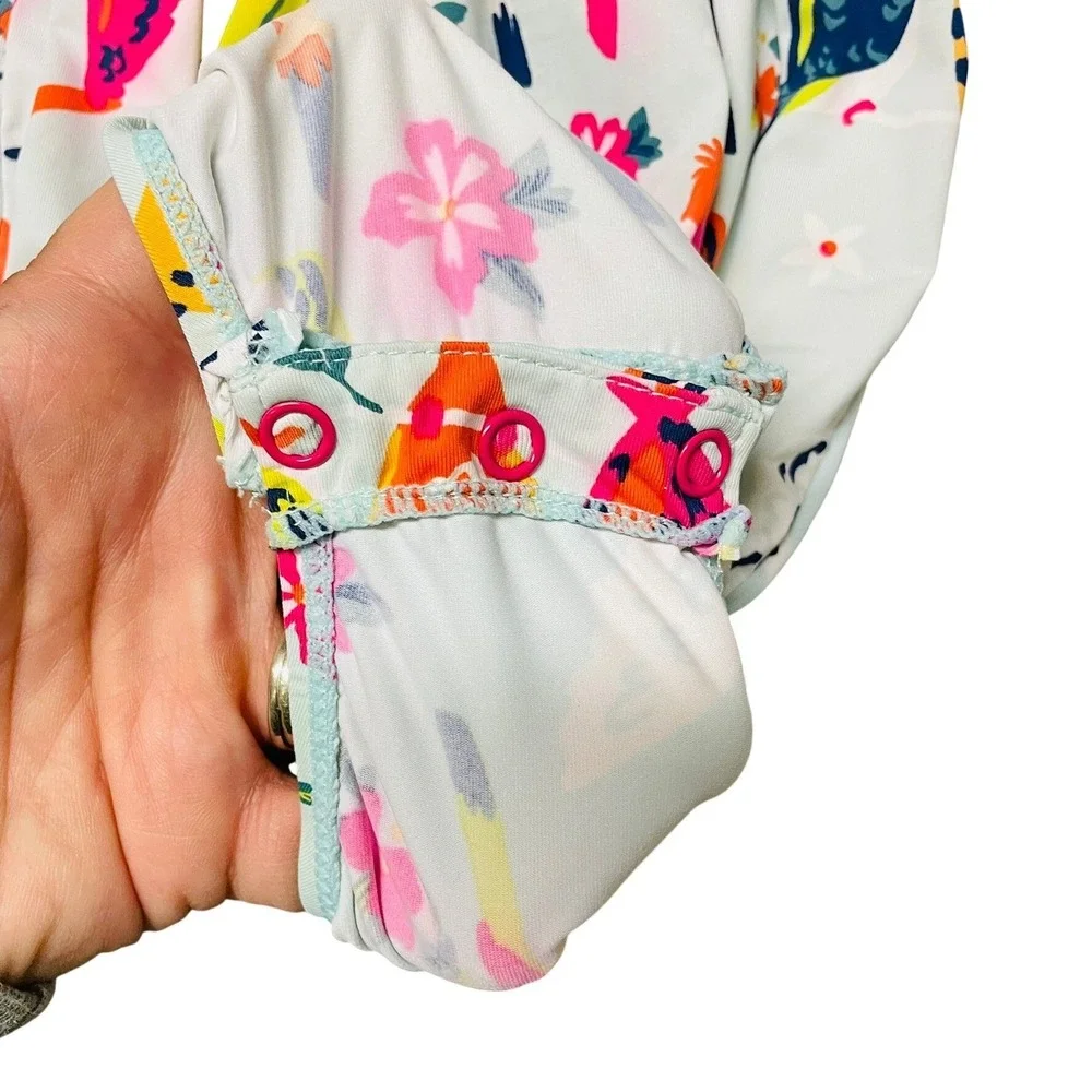 NWOT $40 Hatley Swimsuit Blue Tropical Bird Floral Ruffle Girls 18-24m Summer